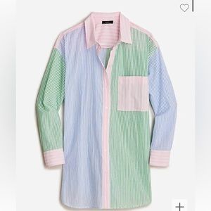 MOVING SALE, MUST GO: Button-up cotton voile beach shirt in cocktail stripe 🍬